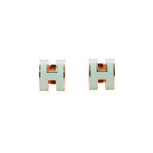 将图像加载到图库查看器中，HERMES Pop Ash Earrings Size Mini VertPeppermint Metal Lacquer
