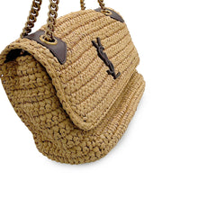 将图像加载到图库查看器中，SAINT LAURENT PARIS Niki ChainShoulder Bag Beige/Brown620329 Raffia Leather
