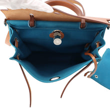 Load image into Gallery viewer, HERMES Herbag zip Blue de Galice/Fauve Toile Officier Vache Hunter Leather Size PM
