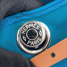 Load image into Gallery viewer, HERMES Herbag zip Blue de Galice/Fauve Toile Officier Vache Hunter Leather Size PM
