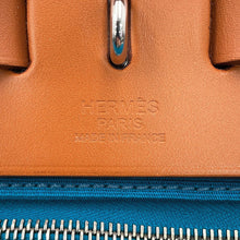 Load image into Gallery viewer, HERMES Herbag zip Blue de Galice/Fauve Toile Officier Vache Hunter Leather Size PM
