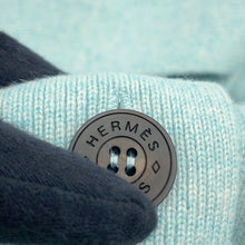 将图像加载到图库查看器中，HERMES Sellier Button Long Cardigan Size 36 Light Blue Cashmere100%
