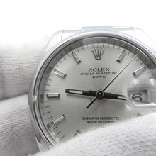 将图像加载到图库查看器中，ROLEX Oyster Perpetual Date Stainless Steel Silver Dial115200
