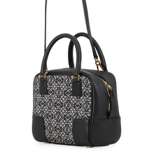 Load image into Gallery viewer, LOEWE amazona19 square bag Gray/BlackA039N10X02 Canvas Calf Leather Size 19
