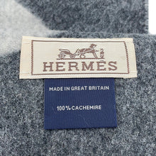 将图像加载到图库查看器中，HERMES Cashmere Scarf "Maillon" TGM Gris Cine Clair/Flannel Cashmere100%
