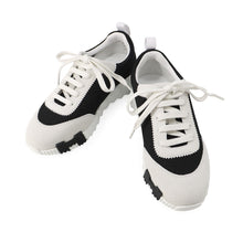 将图像加载到图库查看器中，HERMES Sneakers bouncing Black/White/Orange Textured Mesh Chèvre Velour Size 37H
