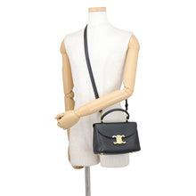 将图像加载到图库查看器中，CELINE Triomphe Teen Nino 2-Way Shoulder Bag Black118113 Calf Leather
