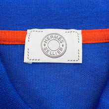将图像加载到图库查看器中，HERMES Serie Button Polo Shirt Size S Blue/Orange Cotton50% Polyester50%
