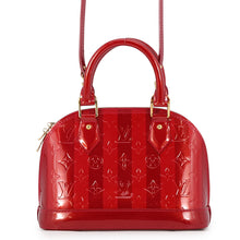 将图像加载到图库查看器中，LOUIS VUITTON Alma Pomme D'amourM91593 Monogram Vernis Leather Rayures Size BB
