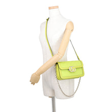 将图像加载到图库查看器中，GUCCI Go Chain Shoulder Bag LimeGreen826761 GG Marmont Leather Size Small
