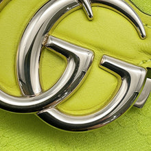 将图像加载到图库查看器中，GUCCI Go Chain Shoulder Bag LimeGreen826761 GG Marmont Leather Size Small
