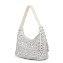 将图像加载到图库查看器中，PRADA Re-Edition 2000 Handbag White1BC515 Satin Rhinestone

