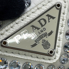 将图像加载到图库查看器中，PRADA Re-Edition 2000 Handbag White1BC515 Satin Rhinestone

