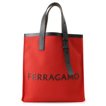 将图像加载到图库查看器中，Ferragamo Logo tote Red/Black241297 764871 Canvas Leather

