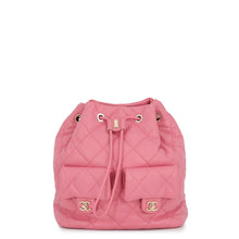 Load image into Gallery viewer, CHANEL Matelasse Drawstring Double Pocket Backpack PinkAS4342 Lambskin
