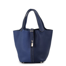 Load image into Gallery viewer, HERMES Picotin Lock Casaque Blue Saphir/Blue Brighton Taurillon Clemence Size PM
