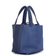 将图像加载到图库查看器中，HERMES Picotin Lock Casaque Blue Saphir/Blue Brighton Taurillon Clemence Size PM
