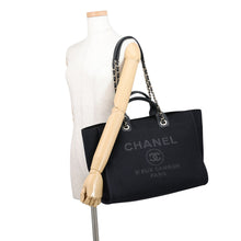 Load image into Gallery viewer, CHANEL Deauville 2WAYTote Bag BlackA66941 Canvas Leather Size GM
