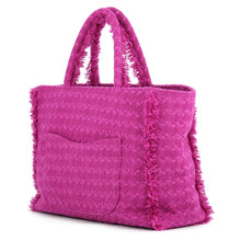 将图像加载到图库查看器中，CHANEL Tweed Shopping Tote PurpleAS0976 Tweed
