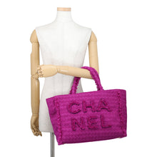 将图像加载到图库查看器中，CHANEL Tweed Shopping Tote PurpleAS0976 Tweed
