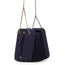 将图像加载到图库查看器中，CHANEL Hamburg Accordion Shoulder Bag Navy Wool
