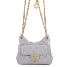 Load image into Gallery viewer, CHANEL Hobo Bag GrayAS4323 Shiny Calf Leather
