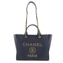 Load image into Gallery viewer, CHANEL Deauville Studded 2WAYChainTote Bag NavyA57069 Caviar Leather

