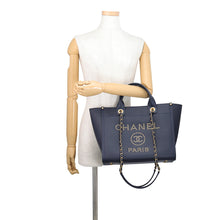 Load image into Gallery viewer, CHANEL Deauville Studded 2WAYChainTote Bag NavyA57069 Caviar Leather
