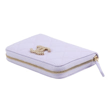 Load image into Gallery viewer, CHANEL Matelasse Zip Coin Card Case PurpleAP4253 Caviar Leather
