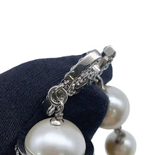 Load image into Gallery viewer, CHANEL Pearl Long Necklace Silver Metal Faux Pearl Rhinestone
