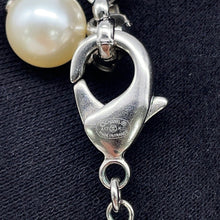 Load image into Gallery viewer, CHANEL Pearl Long Necklace Silver Metal Faux Pearl Rhinestone
