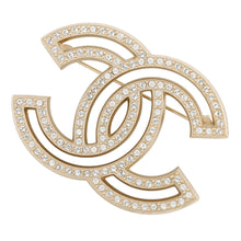 Load image into Gallery viewer, CHANEL CC Logo RhinestoneBrooch Champagne GoldA64746 Metal Rhinestone
