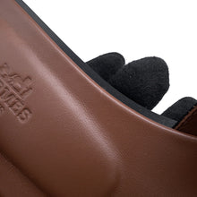 Load image into Gallery viewer, HERMES Oran Sandals Black/Brown Box Calf Leather Size 37H
