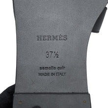 Load image into Gallery viewer, HERMES Oran Sandals Black/Brown Box Calf Leather Size 37H
