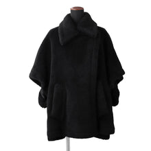 Load image into Gallery viewer, MAX MARA Teddy bear poncho Size UNICA Black4736125206008 Alpaca62% Virgin Wool26% Silk12%
