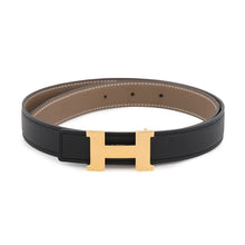 Load image into Gallery viewer, HERMES Constance H Guilloche Belt Size 70 Black/Etoupe Swift Leather Epsom
