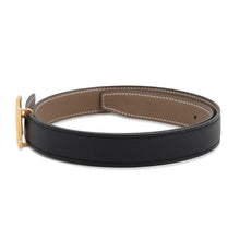 Load image into Gallery viewer, HERMES Constance H Guilloche Belt Size 70 Black/Etoupe Swift Leather Epsom
