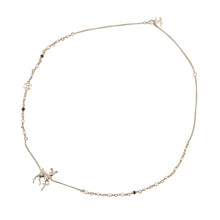 Load image into Gallery viewer, CHANEL CC Logo Bambi Motif Long Necklace Gold Plated Rhinestone Faux Pearl
