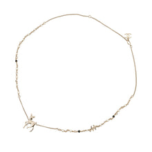 Load image into Gallery viewer, CHANEL CC Logo Bambi Motif Long Necklace Gold Plated Rhinestone Faux Pearl
