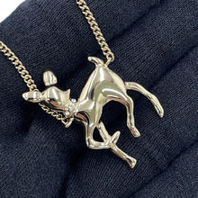 Load image into Gallery viewer, CHANEL CC Logo Bambi Motif Long Necklace Gold Plated Rhinestone Faux Pearl
