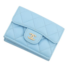 Load image into Gallery viewer, CHANEL Matelasse Classic Small Flap Wallet Light BlueAP0230 Caviar Leather
