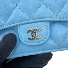 Load image into Gallery viewer, CHANEL Matelasse Classic Small Flap Wallet Light BlueAP0230 Caviar Leather
