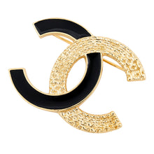 Load image into Gallery viewer, CHANEL CC Logo Brooch Black/GoldABC957 Metal Enamel
