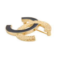 Load image into Gallery viewer, CHANEL CC Logo Brooch Black/GoldABC957 Metal Enamel
