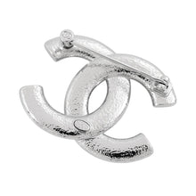Load image into Gallery viewer, CHANEL CC Logo Rhinestone Brooch Silver/White Metal Rhinestone Enamel
