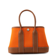 HERMES Neo Garden Feu/Gold Toile Officier Negonda Leather Size 23