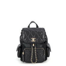 Load image into Gallery viewer, CHANEL Matelasse Mesh Backpack BlackAS5484 Shiny Lambskin Mesh
