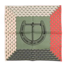 Load image into Gallery viewer, HERMES Carre Portrait of a Buckle Size 45 Khaki/Corail/Beige Silk100%
