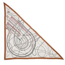 将图像加载到图库查看器中，HERMES Triangle Jean Saddle and Grip White/Caramel/Anthracite Cashmere70% Silk30%
