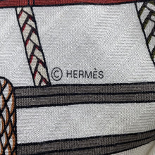将图像加载到图库查看器中，HERMES Triangle Jean Saddle and Grip White/Caramel/Anthracite Cashmere70% Silk30%
